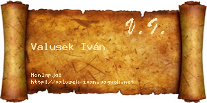 Valusek Iván névjegykártya